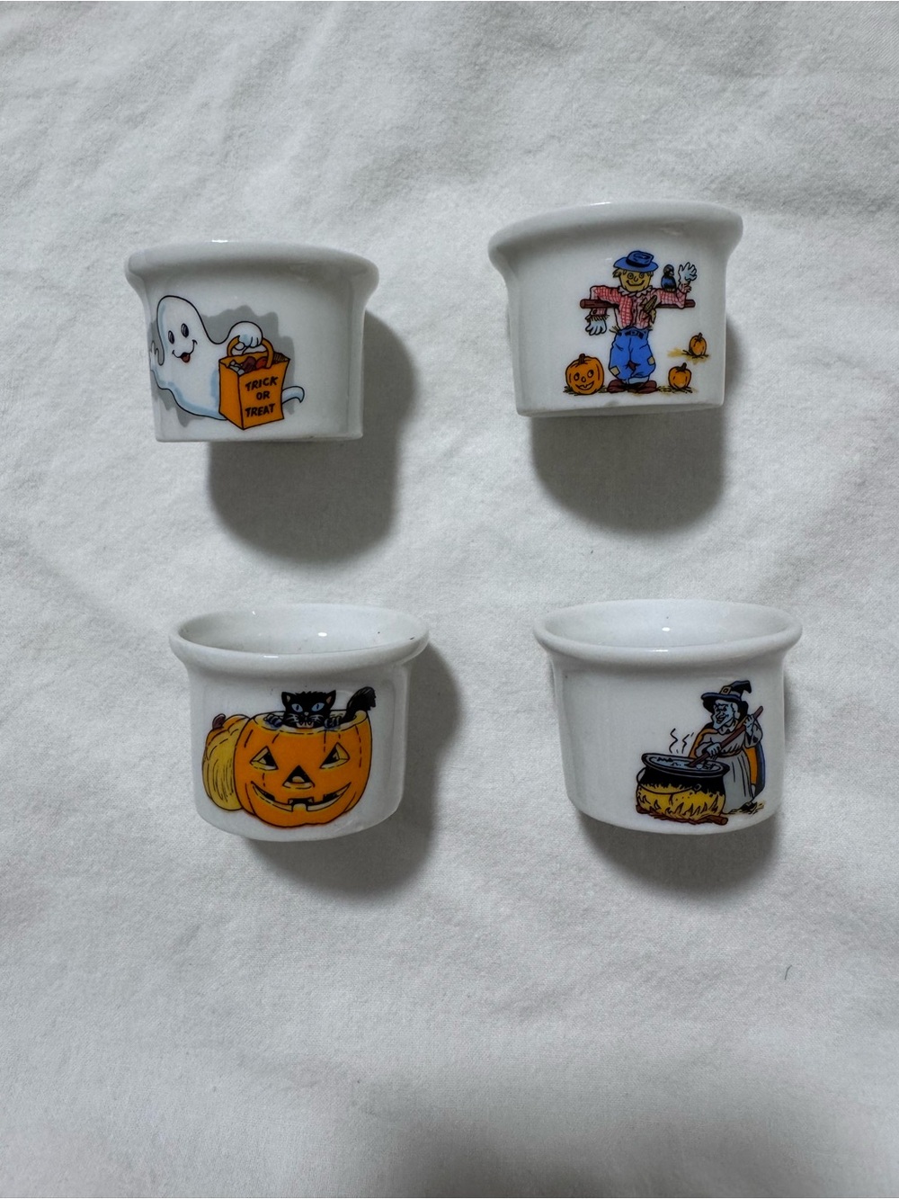 4 Vintage 1988 MSR Imports Halloween Porcelain Candle Holders VNT Votive Decor